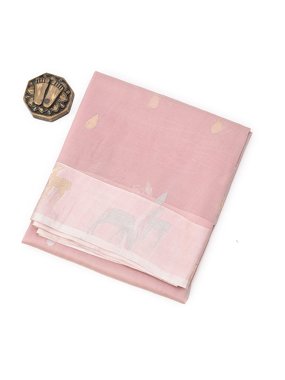 Powder Pink Booti Organza Handloom Banarasi Saree