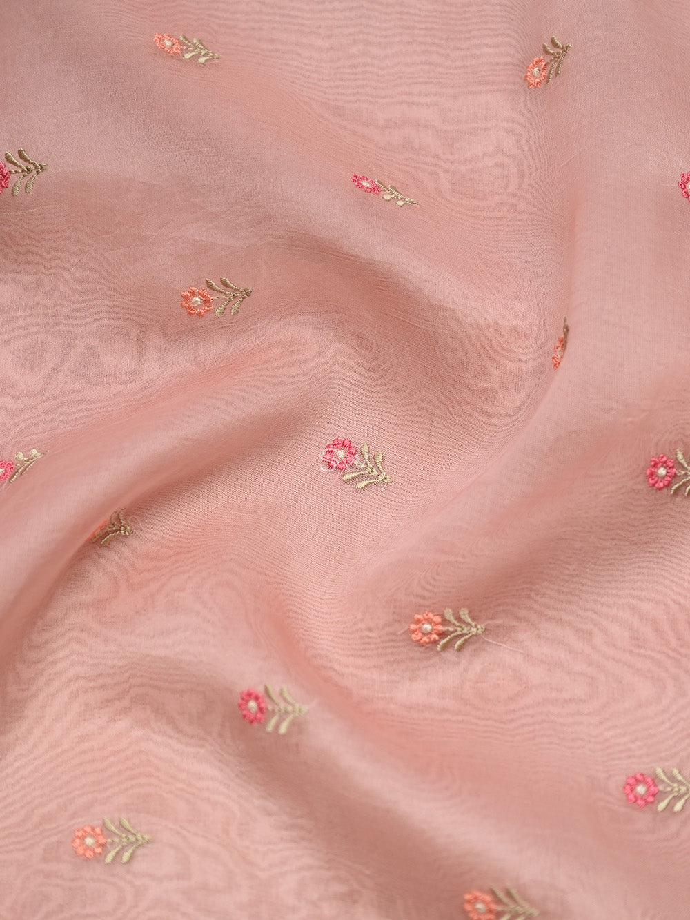 Pastel Pink Embroidered Organza Handloom Banarasi Suit