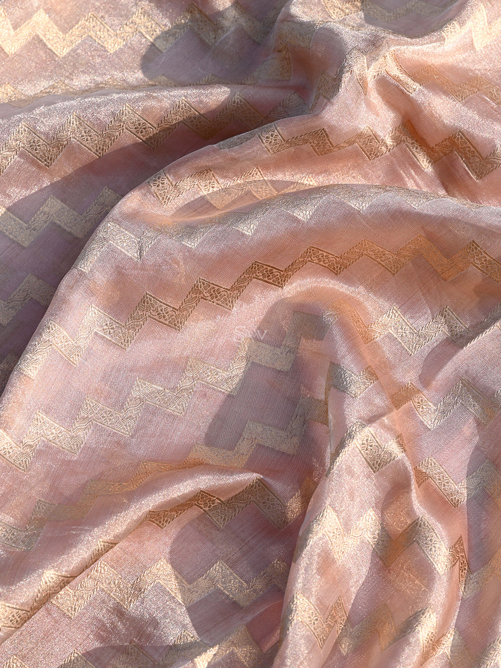 Pastel Pink Tissue Jaal Handloom Banarasi Saree