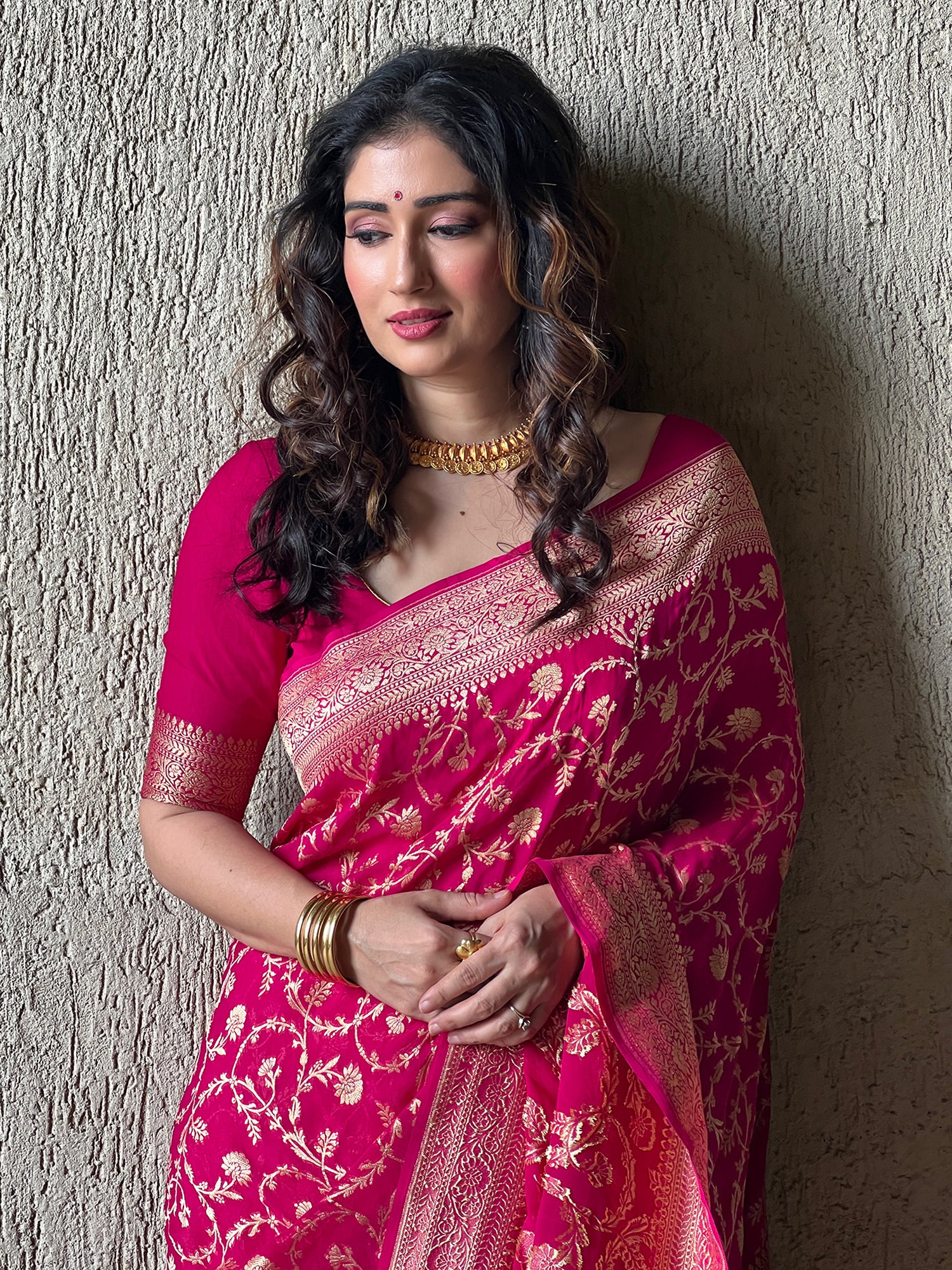 This crimson red Georgette Banarasi saree isn't just clothing; it's a  symbol of confidence, womanhood, passion, and grace. It tells a story… |  Instagram