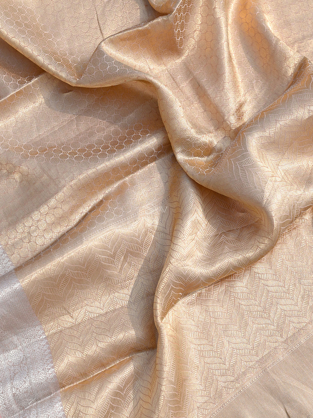 Pastel Peach Tissue Brocade Handloom Banarasi Saree