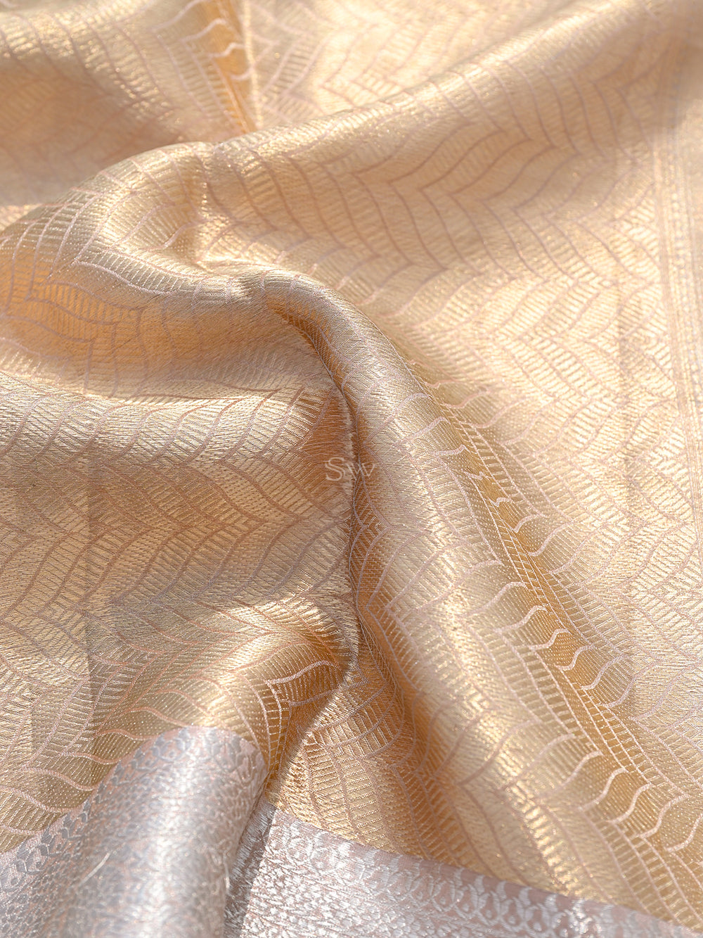 Pastel Peach Tissue Brocade Handloom Banarasi Saree