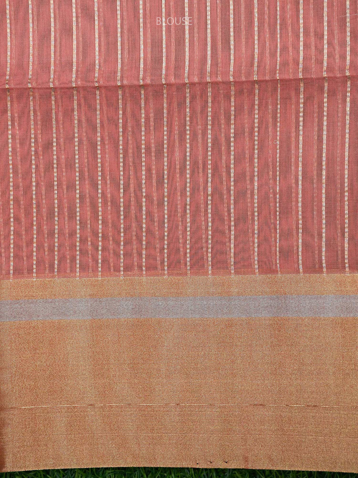 Pastel Pink Stripe Chanderi Silk Handloom Banarasi Saree - Sacred Weaves