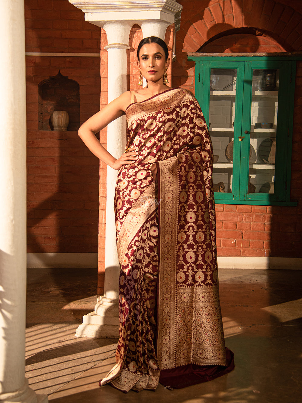 Zeenat' Powder Blue Pure Katan Silk Banarasi Handloom Saree | Elegant saree,  Blue silk saree, Saree