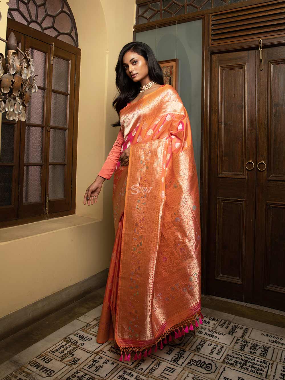 Pure Khadi Chiffon Georgette Saree Double Shade Zari Work Pure Banarasi  Saree Silk Saree Designer Weaving Fabric Women Running Blouse Pece - Etsy