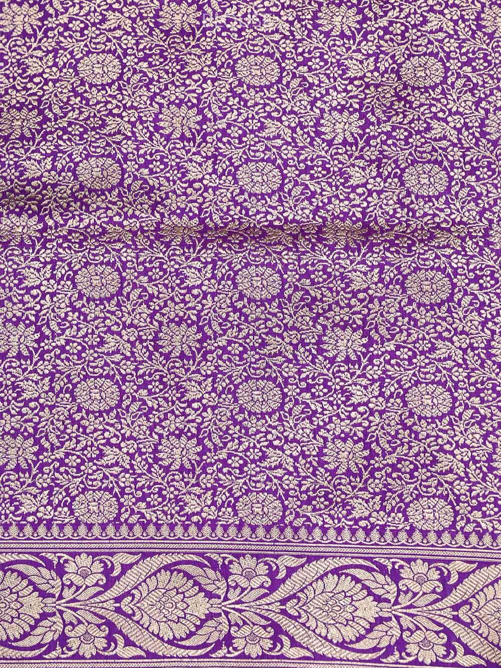 Purple Meenakari Uppada Katan Silk Handloom Banarasi Saree - Sacred Weaves