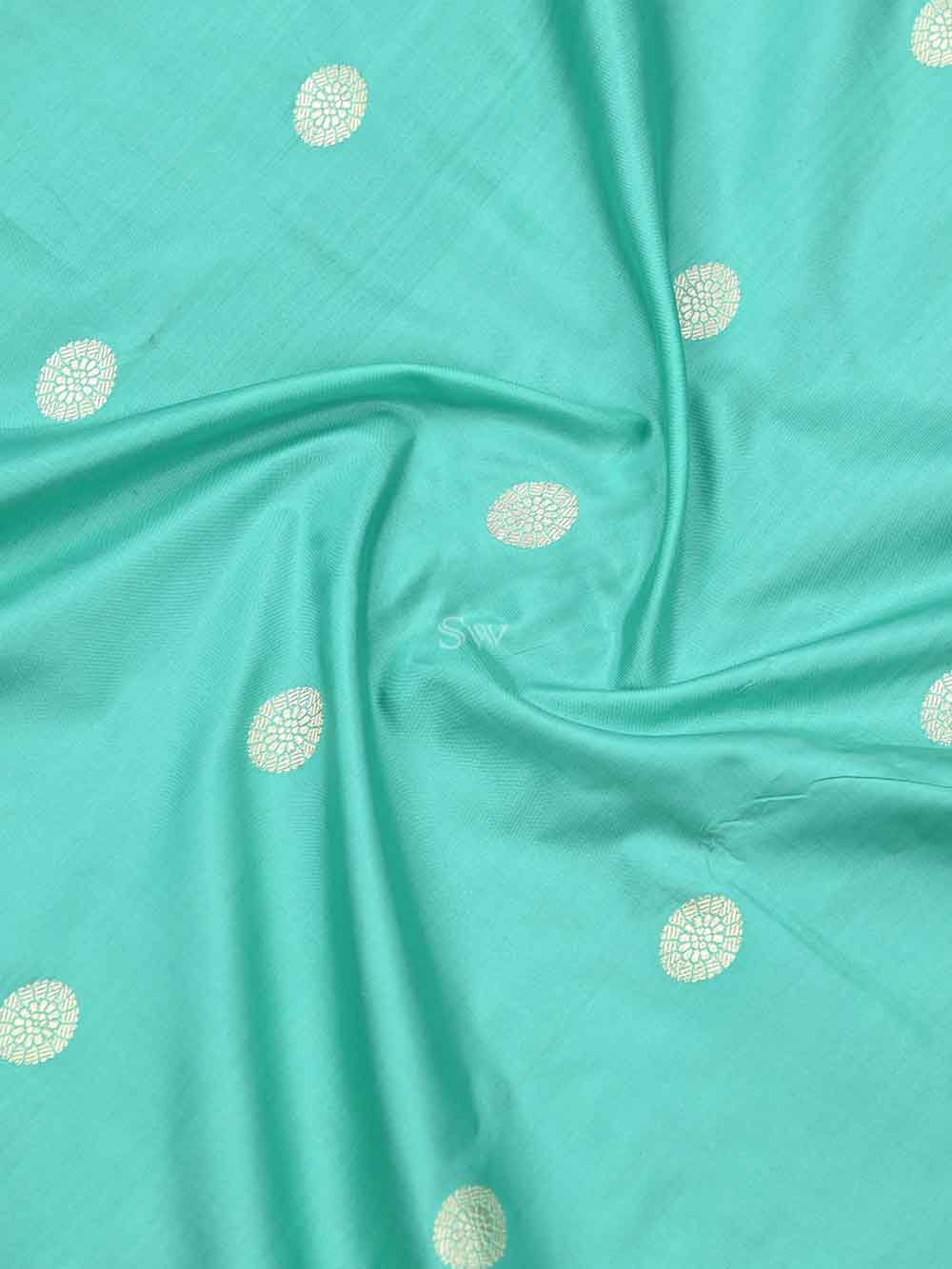 Sea Green Konia Katan Silk Handloom Banarasi Saree - Sacred Weaves