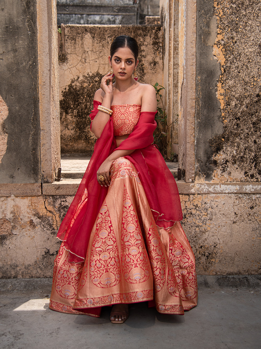 Geraldine Pink Banarasi Silk Lehenga Choli – MySilkLove