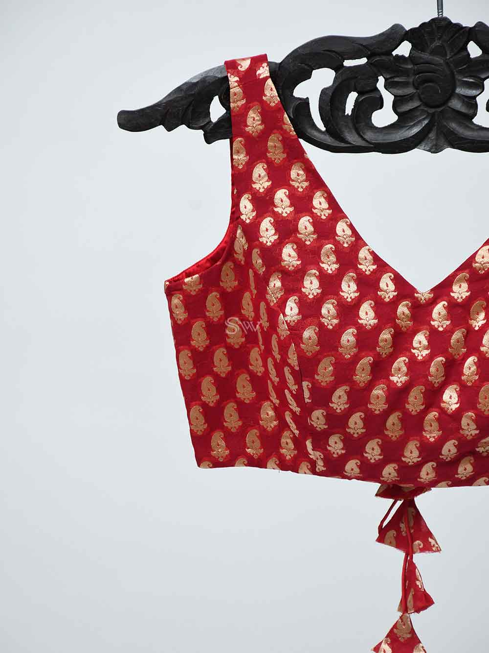 Red Georgette Banarasi Ready-made Blouse - Sacred Weaves