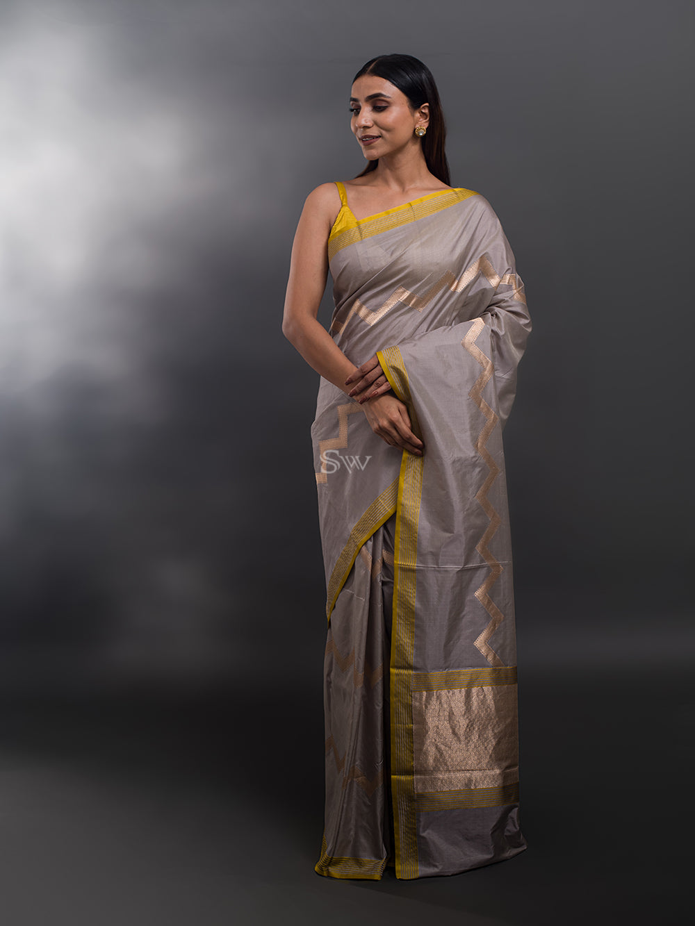 Peach Meenakari Katan Silk Handloom Banarasi Saree - Sacred Weaves